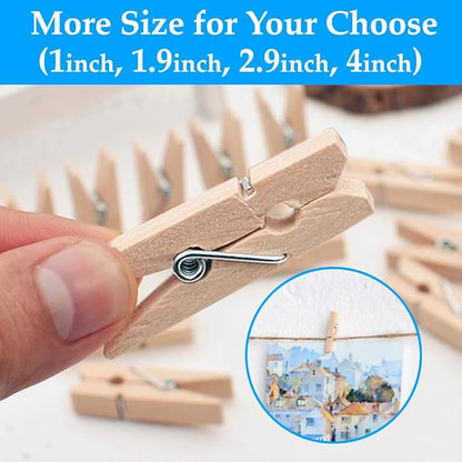 OBTANIM 100 Pack Wooden Clothespins 4 Inch Heavy Duty Clothes Clips for Hanging Clothes Art, Crafts, Photo Outdoor Pictures Displays