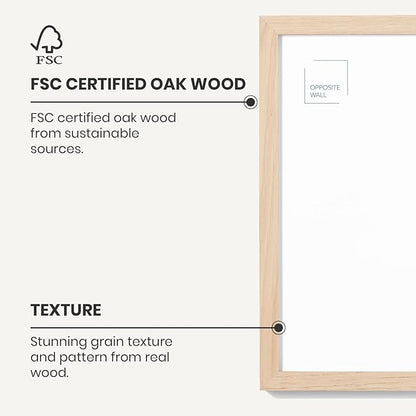 Opposite Wall - 11x17 in - Natural Solid Oak Wood Picture Frame - Lightweight, Versatile & Shatterproof - Wall Hanging Poster or Photo Frame - Wall Decor for Office, Gallery & Home