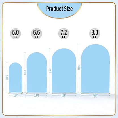 LEBENGURU Upgraded 7.2FT Wedding Arch Cover, Baby Blue Spandex Fitted Arch Backdrop Cover, Round Top Chiara Stand Covers for Birthday Party Baby Shower Banquet Balloon Décor