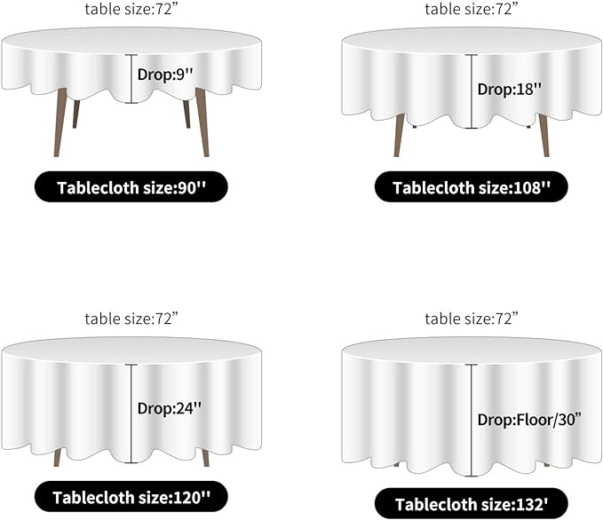 Ascoza 2pack 120 Inch Hunter Round Tablecloth in Washable Polyester Fabric for Wedding/Banquet/Restaurant/Parties