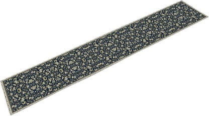 Vintage Boho Floral Table Runner, Morris Rustic Country Farmhouse Dark Blue Grey Retro Flower Pattern for Home Kitchen Table Decor Dining Coffee Room Party Decor 13x60in