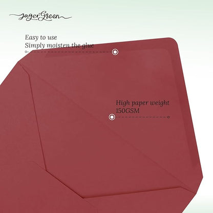 50 Pack 5x7 Envelopes Letter Size, Red A7 Envelopes Self Seal for Wedding Invitation, Envelope 5.4x7.6 for Greeting Cards, Photos, Baby Shower, Graduation, Thank You Cards, Announcements