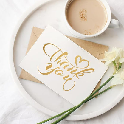 50 Pack 5x7 Thank You Cards, White Blank Card Stock Bulk, Thick Folded Heavy Card Paper, Thank You Notes for Wedding Invitation, Greeting Cards, Envelopes, Card Making Supplies (Cards Only)