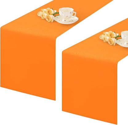 2 Pack Orange Small Short Table Runner 12 x 48 Inch Solid Color Runners Coffee Table Dresser for Daily Party Home Decoration