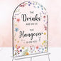 Wedding Sign Decor, The Drinks Are on Us Sign, 5x7 Inch Arch Acrylic. Wedding Sign for Reception & Event, Bridal Shower Decorations, Wedding Table Sign Accessories for Anniversary And Event (Flower)