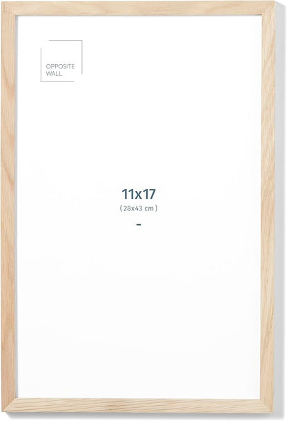 Opposite Wall - 11x17 in - Natural Solid Oak Wood Picture Frame - Lightweight, Versatile & Shatterproof - Wall Hanging Poster or Photo Frame - Wall Decor for Office, Gallery & Home