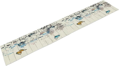 Nature Dandelion Table Runner,Rustic Floral Wood Plank Butterfly Girl Women Pattern Print Burlap Tablecloth for Hotel Indoors Outdoor Dining Room Kitchen Table Decor, 13x80in