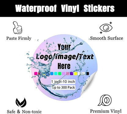 Custom Stickers for Weddings, Birthdays & Businesses - Personalized Labels with Your Logo - Waterproof, Fade and Heat Resistant - Pack of 100-1000 (Wreath V, 4 Inch)