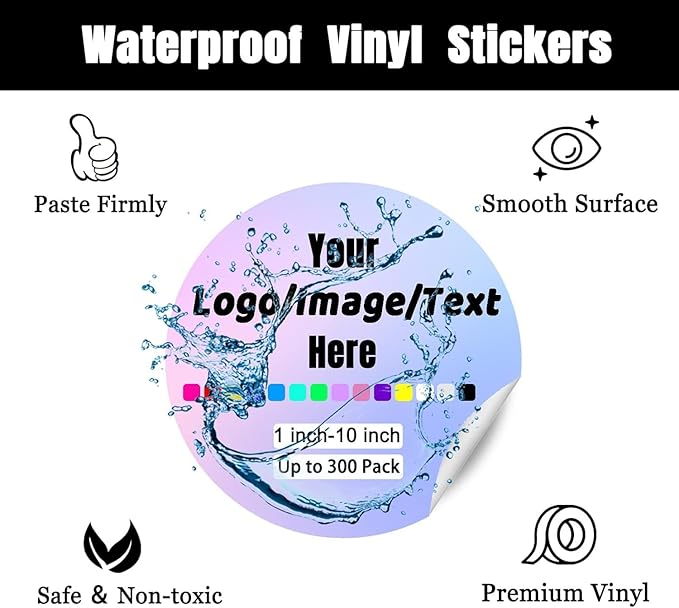 Custom Stickers for Weddings, Birthdays & Businesses - Personalized Labels with Your Logo - Waterproof, Fade and Heat Resistant - Pack of 100-1000 (Wreath C, 3.5 Inch)