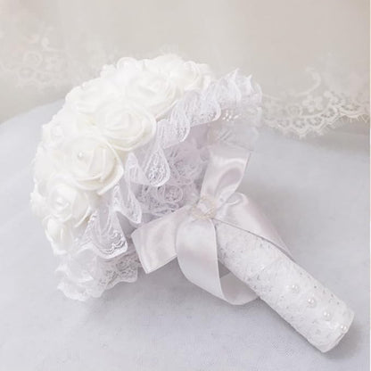 Artificial Flowers 100PCS 3CM Mini Fake Roses for DIY Wedding Bouquets Centerpieces Party Baby Shower Home Decorations (White)