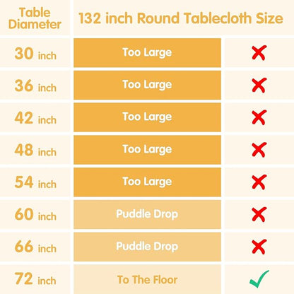 BRILLMAX 6 Pack Ivory Round Tablecloths 132 Inch - Circle Bulk Linen Polyester Fabric Washable Table Cloth Cover for Wedding Reception Banquet Birthday Party Buffet Restaurant