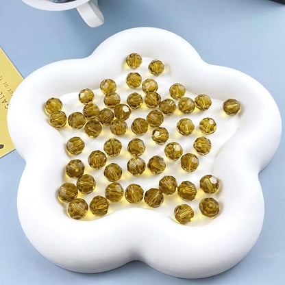 50 PCS 10mm Crystal Glass Beads Round Multiple Faceted Loose Spacer Glass Beads for DIY Handcrafte Bracelet Necklace Earring Jewelry Making(Amber)