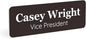 ExcelMark Custom Name Tag - Engraved Name Badge with Pin or Magnetic Backing, 16 Colors, 6 Fonts, and 2 Sizes to Choose from (Brown w/White Letters, 1"x 3")