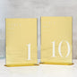 JINMURY Gold Wedding Table Numbers 1-10 with Stands, 5"x7" Gold Mirror Acrylic Table Numbers, Perfect for Wedding Reception, Party, Anniversary, Event