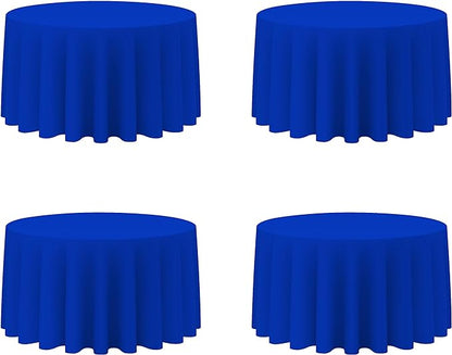BRILLMAX 4 Pack Royal Blue Round Tablecloths 120 Inch - Circle Bulk Linen Polyester Fabric Washable Table Cloth Cover for Wedding Reception Banquet Birthday Party Buffet Restaurant