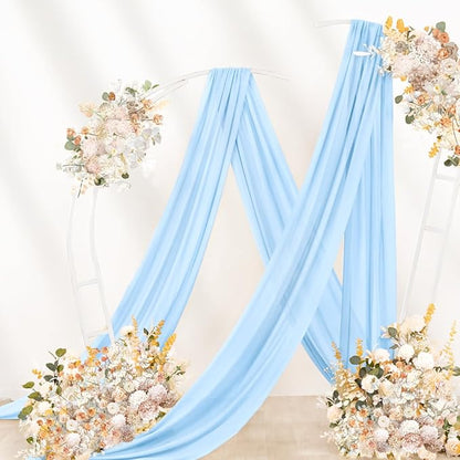 Baby Blue Wedding Arch Draping Fabric 29" x 20 FT Blue Wedding Drapes for Backdrop Sheer Curtains Drapes for Romantic Bridal Baby Shower Ceremony Birthday Party Fall Outdoor Events