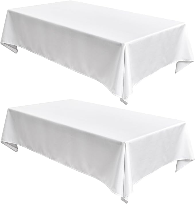 Fitable Faux Linen Tablecloths 2 Pack, Faux Burlap Fabric Table Clothes for Rectangle Tables, Rustic Table Covers for Kitchen Dining, Party, Farmhouse (White, 54 x 78 Inch)