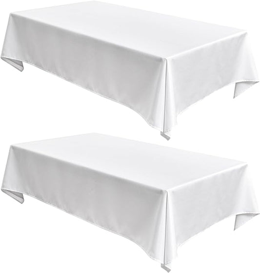 Fitable Faux Linen Tablecloths 2 Pack, Faux Burlap Fabric Table Clothes for Rectangle Tables, Rustic Table Covers for Kitchen Dining, Party, Farmhouse (White, 54 x 78 Inch)
