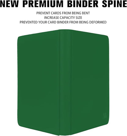 Premium 1000+ Pockets Card Binder,16 Pockets Trading Card Binder Ringless Side Loading Trading Card Album Folder for TCG -Dark Green