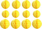 12pcs Honeycomb Balls Decorations - 4'' 8'' 10'' Yellow Honeycomb Flower Pom Poms for Baby Shower, Birthday, Wedding, Nursery Wall Decor