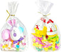 PigPotParty Cellophane Treat Bags 7"x10", 100 Pack Clear Goodie Bags, 3.2" Bottom Gusset for Stand-Up Display, Small Plastic Gift Wrap for Cookies, Candy, Party Favors, Popcorn, Includes 100 Ties
