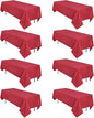 CozRhythm 8 Pack Red Tablecloth 60 x 126 Inch Rectangular Tablecloths for 8 Foot Rectangle Tables, Wrinkle Resistant Red Table Cloth Washable Polyester Fabric Table Covers for Buffet Wedding Party