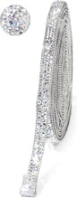 Rhinestone Ribbon 6 Yards Self Adhesive Rhinestone Strips Diamond Ribbon Sticker Crystal Roll Glitter Bling Rhinestones Tape for Crafting DIY Art Decoration (Silver AB,0.4 Inch)
