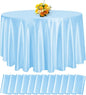 12 Pack 108 Inch Light Blue Satin Tablecloth - Silky Round Tablecloth Overlay Smooth Fabric Table Cover, Bright Table Decoration for Wedding Party Banquet Events Restaurant Kitchen Dining