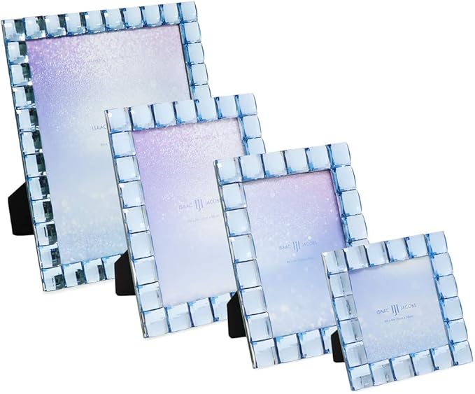 Isaac Jacobs Decorative Sparkling Light Blue Jewel Picture Frame, Photo Display & Home Décor (8x10, Light Blue)