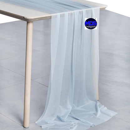 MDS Halloween Chiffon Table Runner - 20 Pack, 29 x 170 Inches, 14ft Each - Sheer Spooky Table Runners for Haunted House Parties, Trick-or-Treat Tables, Witchy Décor, Wedding & Events - Baby Blue