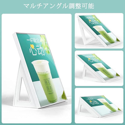 ABS Plastic Sign Holder，Menu Displays L Shape Sign Stand Vertical/Horizontal Use (White A5 148×210mm/5.83×8.27inches)