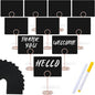 TecUnite 12 Pcs Mini Chalkboard Signs, 4"x3" Small Chalkboard Label with Metal Stand 2 Water Based Chalk for Food Buffet Tabletop Blackboard Sign for Party Bakery(Rose Gold,8.7 x 2.8 in)