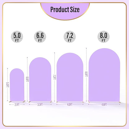 LEBENGURU Upgraded 5FT Wedding Arch Cover, Purple Spandex Fitted Arch Backdrop Cover, Round Top Chiara Stand Covers for Birthday Party Baby Shower Banquet Balloon Décor