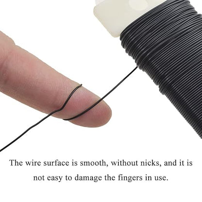 HAHIYO 22Gauge Black Wire - 1Roll, 38Yards (115Feet) Flexible Floral Wire for Crafts, Christmas Wreaths, Tree & Flower Arrangement, Wedding DIY