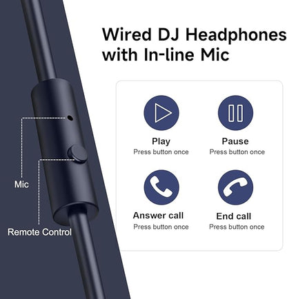 OneOdio Wired Over Ear Headphones Studio Monitor & Mixing DJ Stereo Headsets with 50mm Neodymium Drivers and 1/4 to 3.5mm Jack for AMP Computer Recording Podcast Keyboard Guitar Laptop - Dark Blue