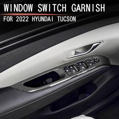 4pcs Carbon Fiber Style Front Rear Doors Window Glass Lift Switch Panel Cover Decorative Sticker Protection Car Interior Accessories for 2022-2024 Hyundai Tucson KT20