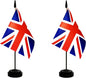 2 Pack UK Britain Desk Flag, British Table Office Flag with Solid Pole and Stand Base, International Country Flag, Festival Celebration, Classroom Meeting Desktop Decoration (UK)