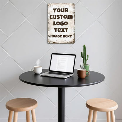 Personalized Metal Sign Custom with Photo Text Logo for Outdoor Yard Garden Home Business Wedding Wall Decor Street Sign Style (Vertical)