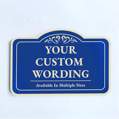 Custom Decorative Outdoor Metal Sign - Personalized Aluminum Driveway Sign, Waterproof, Made in USA - Design 1 Blue Steel, 18x12 In
