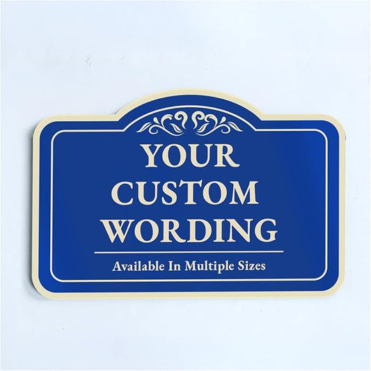 Custom Decorative Outdoor Metal Sign - Personalized Aluminum Driveway Sign, Waterproof, Made In USA - Design 1 Blue Steel 24x18 In