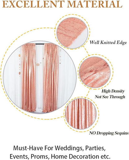 ShinyBeauty Sparkle Backdrop Curtain 2 Panels Set Sequin Photo Backdrop 2FTx8FT Sequin Backdrop Curtain Pack of 2-1220S (2FTx8FT 2Pack, Blush)