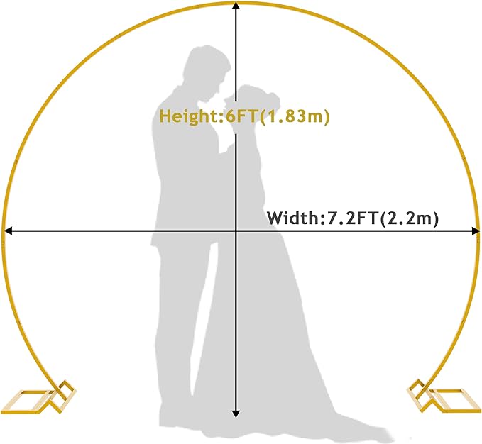 Wokceer Wedding Arch 7.2FT Round Backdrop Stand Gold Metal Circle Backdrop Stand Circle Balloon Arch Stand Frame for Birthday Party Bridal Shower Anniversary Ceremony Candy Tables Celebration