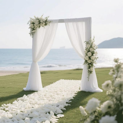 Wedding Arch Draping Fabric 29" x 18 FT White Sheer Chiffon Outdoor Curtain Drapes for Wedding Birthday Party Ceremony Decor(2 Panels, White)