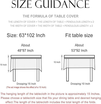 patdrea Designer Vintage Linen Long Tablecloth for Rectangle Table,French Soft Durable Floral Tablecloths,Colorful Table Cover for Kitchen Dining,Parties,Christmas,Thanksgiving,63"x102"-Puno