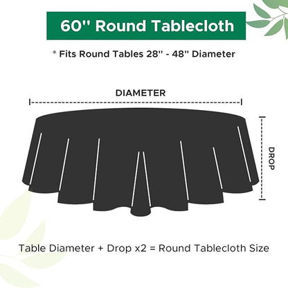 Biscaynebay Textured Fabric Tablecloths Round 60", Brown Water Resistant Table Cloth Small Circle Folding Table Covers for Dining, Kitchen, Wedding & Parties etc. Machine Washable