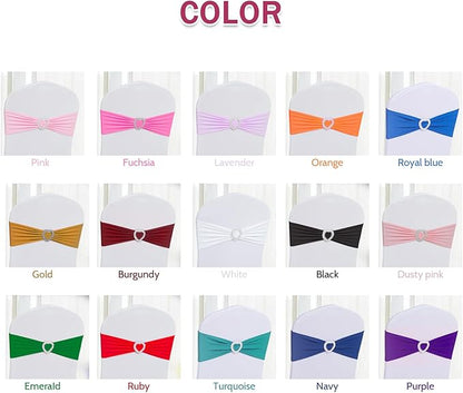 Howhic Pack of 60 Spandex Chair Sashes Bows Stretch Chair Cover Band with Buckle Slider Universal Elastic Chair Ties for Wedding Banquet Party Event Decoration (Turquoise)