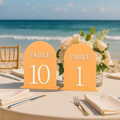 Arch Wedding Table Numbers 1-10 with Stands, 5" X 7" Double Sided Acrylic Wedding Sign Holders, Durable Non-Fading Table Number for Wedding Reception, Events, and Centerpieces