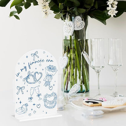 Bride to be Gifts in My Fiance Era Engagement Gifts for Couples Newlyweds Bridal Shower Gift Clear Acrylic Desk Decor Sign for Home Office 7 x 5 Inches