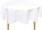 Hiasan Round Linen Table Cover 50 Inch - Wrinkle and Stain Resistant Washable Polyester Fabric Table Cloth for Dining Room Kitchen Party, White