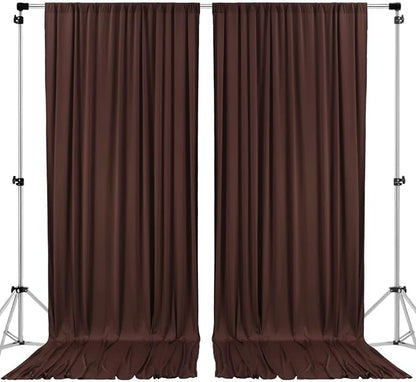 AK TRADING CO. 10 feet x 8 feet IFR Polyester Backdrop Drapes Curtains Panels with Rod Pockets - Wedding Ceremony Party Home Window Decorations - Brown